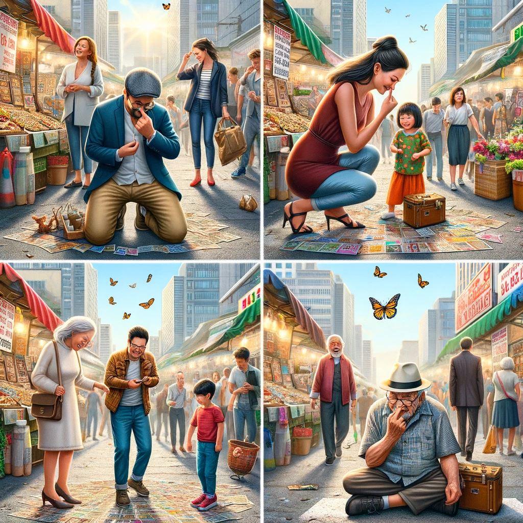 Un doigt qui touche son nez et qui a beaucoup de chance