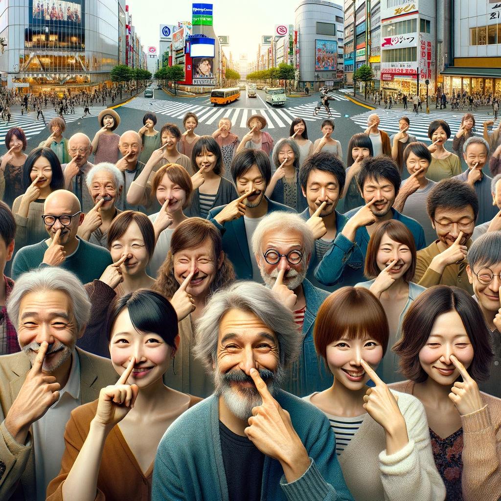 Un doigt qui touche son nez et qui a beaucoup de chance