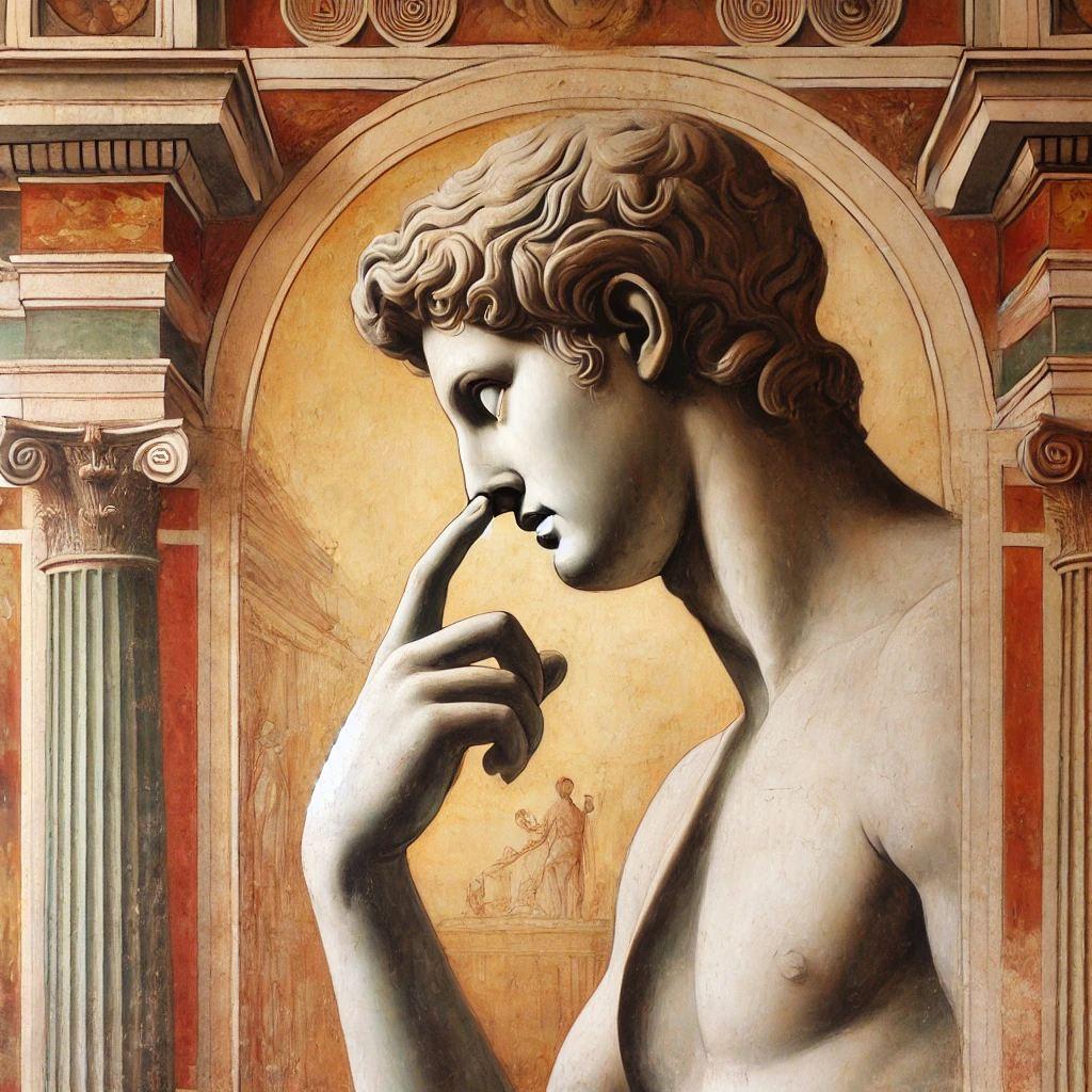 Un doigt qui touche son nez et qui a beaucoup de chance