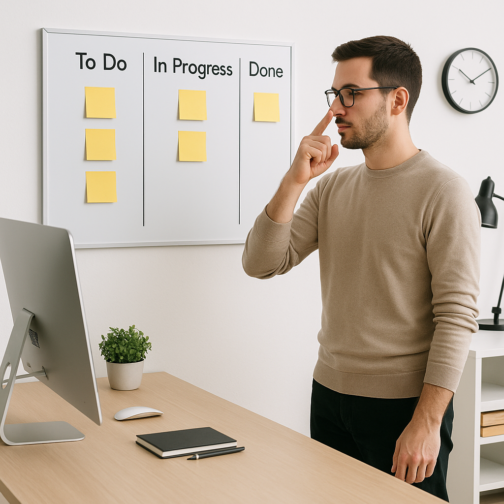 Un doigt qui touche son nez et qui a beaucoup de chance